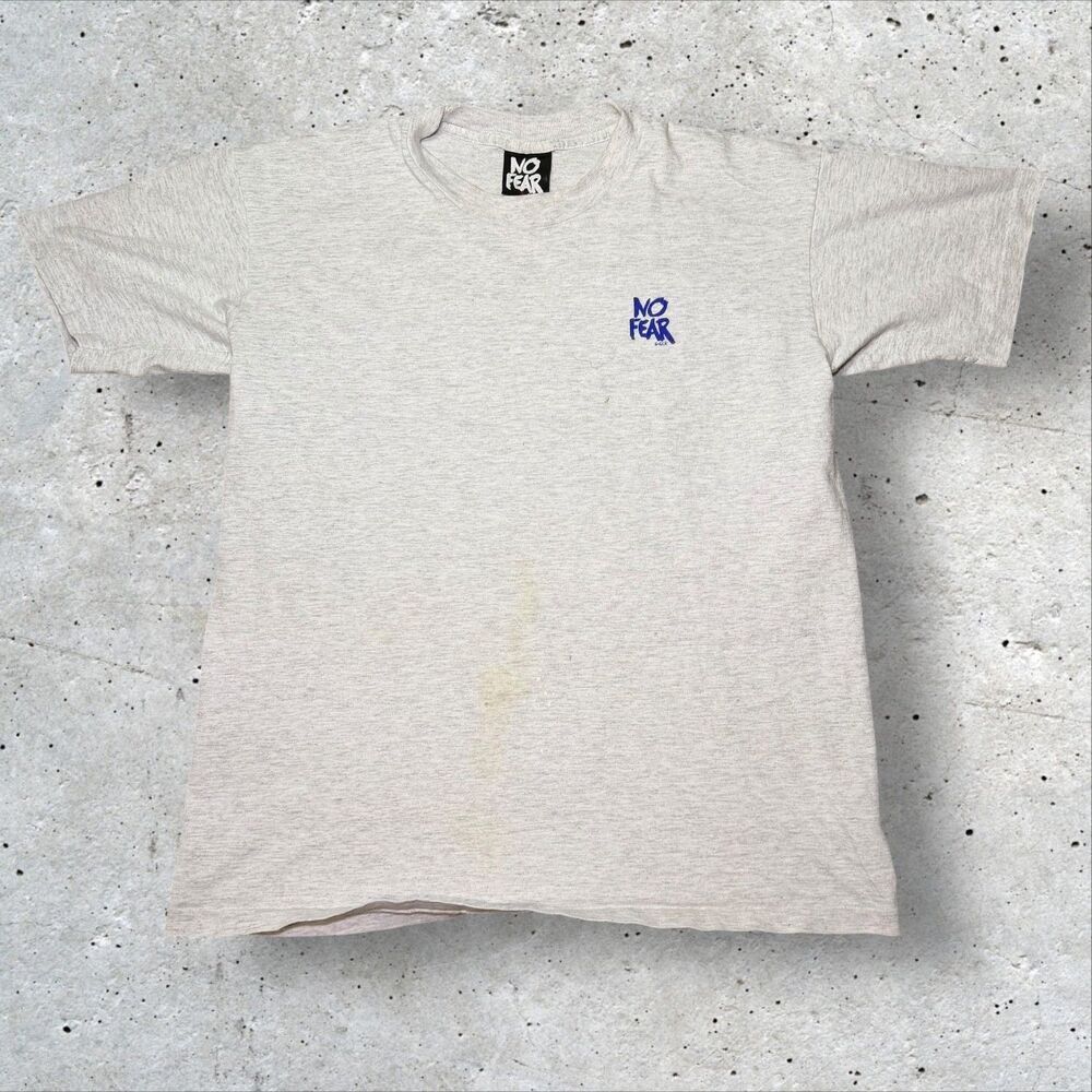 Vtg No Fear T-Shirt Gray Absolutely Positively Without Doubt 90s Men's Medium